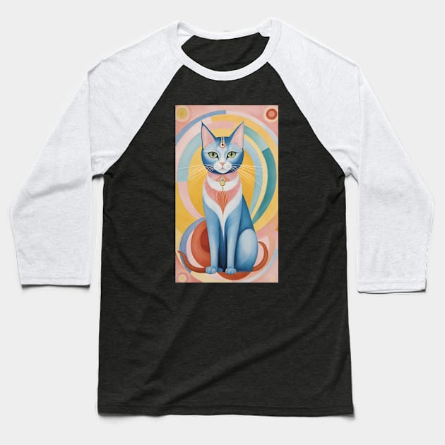 Hilma af Klint's Whimsical Cat Odyssey Baseball T-Shirt by FridaBubble